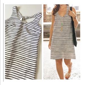 J. Crew Factory Black and White Striped Tank Dress